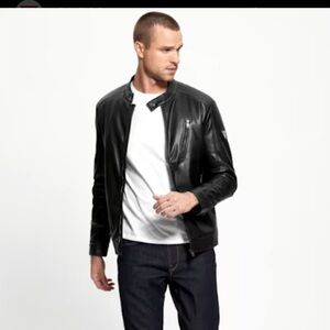 Guess faux leather lightweight bomber jacket